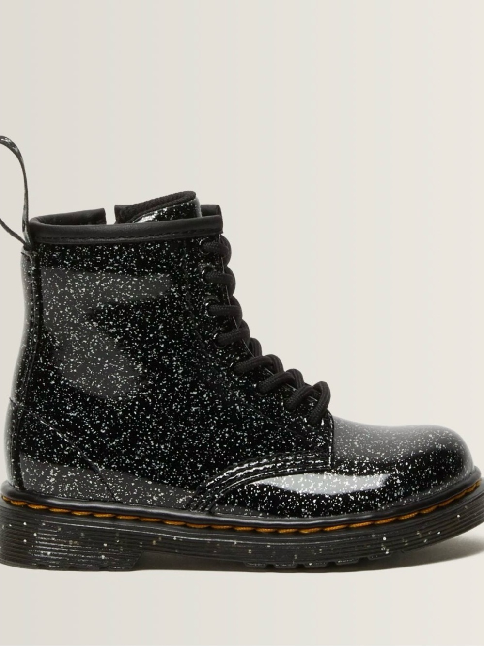 Youth kids Dr. Martens 1460 Glitter Lace-Up Boots in black cosmic glitter 11